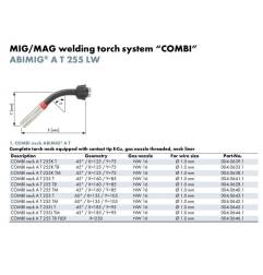 Brennerhals COMBI-Hals, ABIMIG AT 255 T8, FLEXIBEL komplett, 1.0 mm, NW16,  (gasgekühlt)