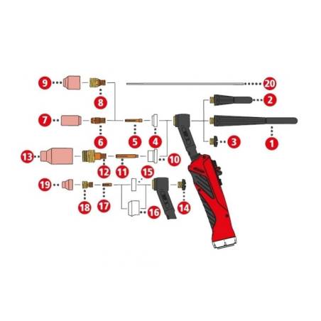 Gasdüse keramisch ø12,5/ø30,5x48 schraubbar für TTW 3000, TTW5500P (Abb. Pos. 7) 42,0300,2248