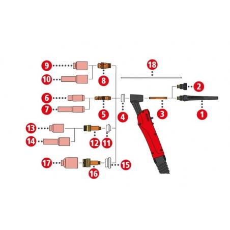 Gasdüse keramisch lang ø11mm/ø18x76 für TTG2200P / TTG2200P-M / TTW4000P / TTW4000P-M (Abbildung Pos. 7) - 42,0300,2285