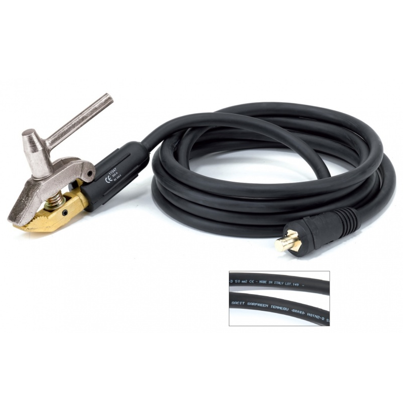 Massekabel Schweißkabel länge 4m, 70mm2 mit Masseklemme Delta 6, Kabelstecker TX 70 - KIT000569