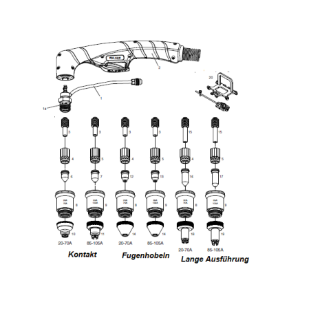 Platec Plasma-Düse kurz und lang für TH­70 / ST­70 / PV80 - 20-­50A - 70 A - 20-­50A lang - 70 A Lang