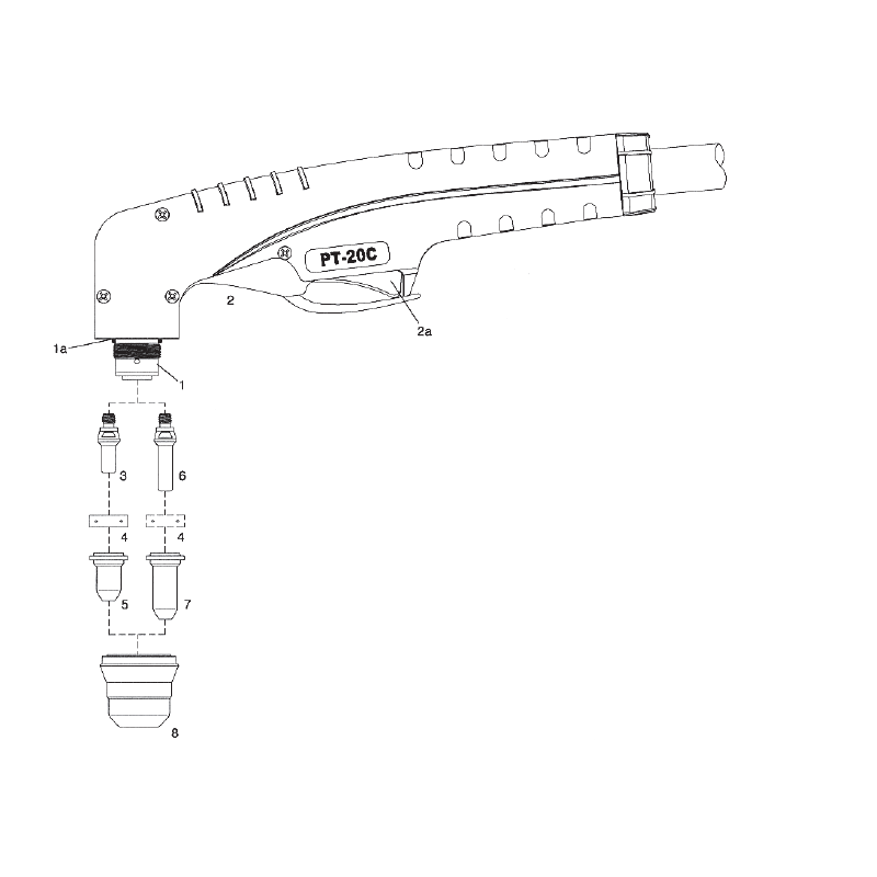 PlaTec PT20C – Handbrennerkopf PT20C. 70° - 140.152 - passend für Telwin ® Plasma 34 Kompressor® / Plasma 54 Kompressor® / Plasm