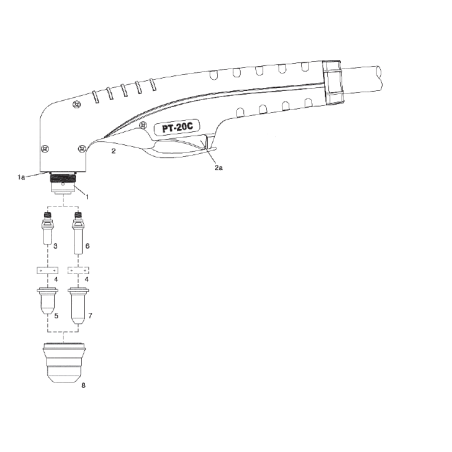 PlaTec PT20C – Handbrennerkopf PT20C. 70° - 140.152 - passend für Telwin ® Plasma 34 Kompressor® / Plasma 54 Kompressor® / Plasm