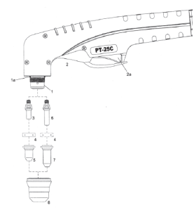 Handbrennerkopf PT25C. 70° Cea® / Helvi® / Sincosald® / WTL® / Flama® / Cemont® - 140.1525 - passend für PT25C Cea® / Helvi® / S