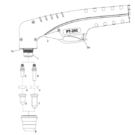 Elektrode Luft. lang. PT20C / PT25C / PT40 / PT60. Cea® / Helvi® / Sincosald® / WTL® / Flama® / Cemont®