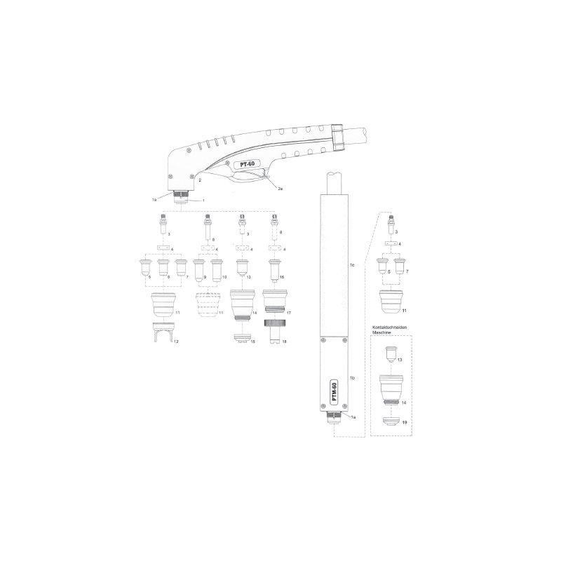 PlaTec PT60 - PTM60 - Handbrennerkopf PT60. 70° - 140.1560 - passend für PT60 - Cea® / Helvi® / Sincosald® / WTL® / Flama® / Cem