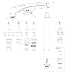 PlaTec PT60 - PTM60 - Maschinenbrennerkopf PT60. 70° - 140.176 - passend für PT60 - Cea® / Helvi® / Sincosald® / WTL® / Flama® /