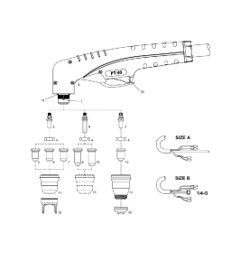 Plasma Handschneidbrenner PT-40. 6 m Anschluss B mit Koaxial Kabel. passend für Cea®/Helvi®/Sincosald®/WTL®/Flama®/Cemont® - 140