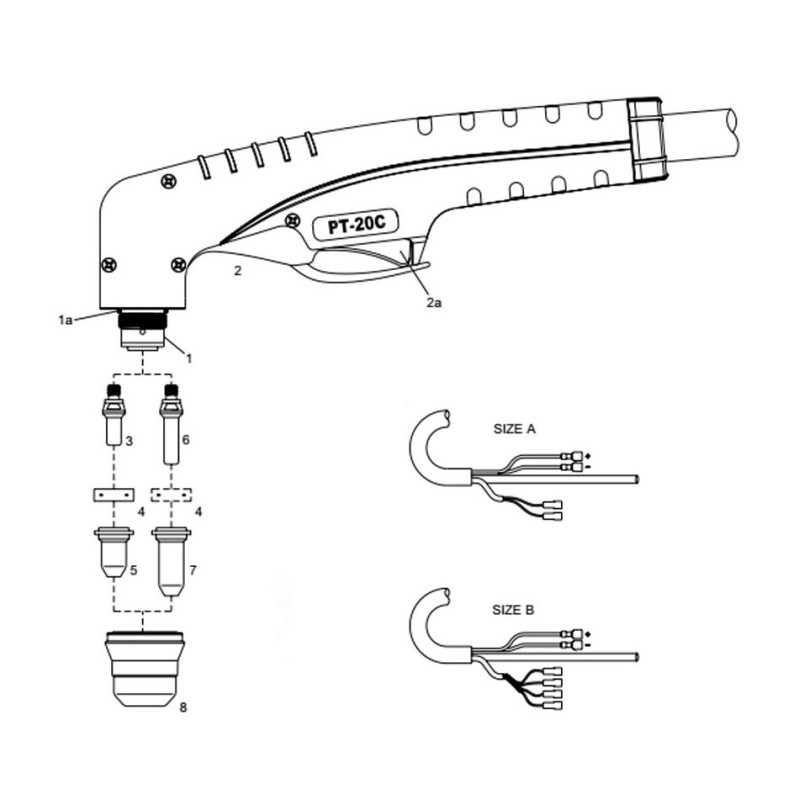 Plasma Handschneidbrenner PT-20C. 4 m Anschluss A mit Koaxial Kabel. passend für Cemont®/Helvi®/Sincosald®/WTL® Plasma Handschneidbrenner PT-20C. 4 m Anschluss A mit Koaxial Kabel. passend für Cemont®/Helvi®/Sincosald®/WTL®