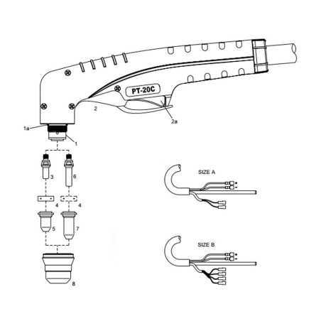 Plasma Handschneidbrenner PT-20C, 4 m Anschluss A mit Koaxial Kabel, passend für Cemont®/Helvi®/Sincosald®/WTL® - 140.0122 -  - 