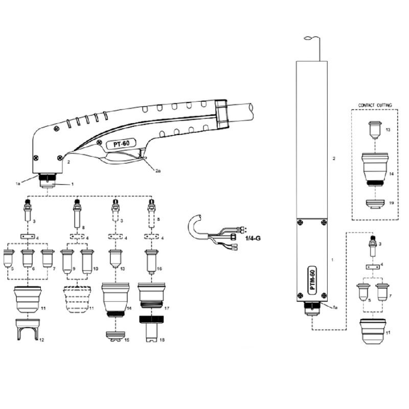 PLASMA HANDSCHNEIDBRENNER PT-60. 12 m mit Zentralanschluss Flama /WTL mit Koaxial Kabel PLASMA HANDSCHNEIDBRENNER PT-60. 12 m mit Zentralanschluss Flama /WTL mit Koaxial Kabel
