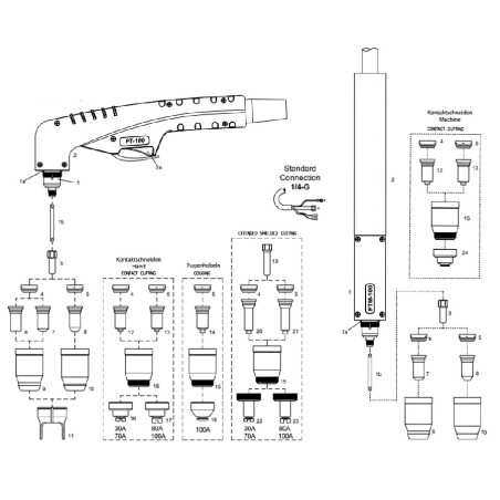 Plasma Maschinenschneidbrenner PT-100. 6m. Zentralanschluss mit Koaxial Kabel für  WTL® / Flama® - 140.0588 -  -  - 892,75 € - 