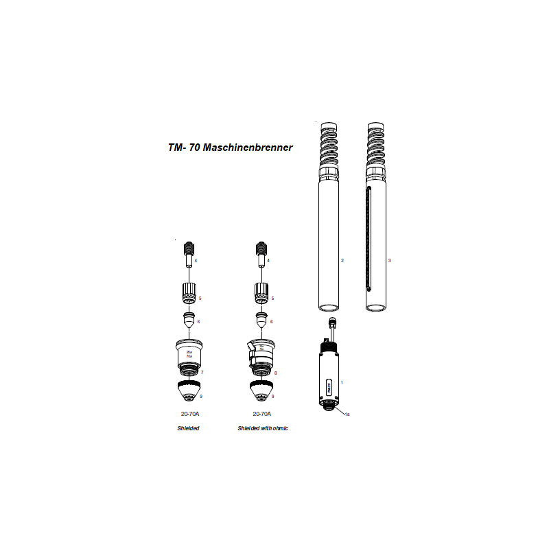 Plasma Maschinenschneidbrenner TM-70. 12m Koaxial-Kabel ZA - Platec