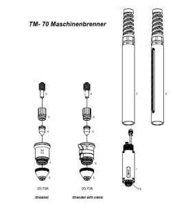 Plasma Maschinenschneidbrenner TM-70. 12m Koaxial-Kabel ZA - Platec - 128.0549 - passend für: Elettro CF Plasma 70A 35% Cea Plas