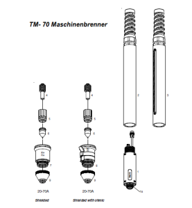 Plasma Maschinenschneidbrenner TM-70. 6m Koaxial-Kabel ZA - Platec - 128.0548 - passend für: Elettro CF Plasma 7035 Cea Plasma S