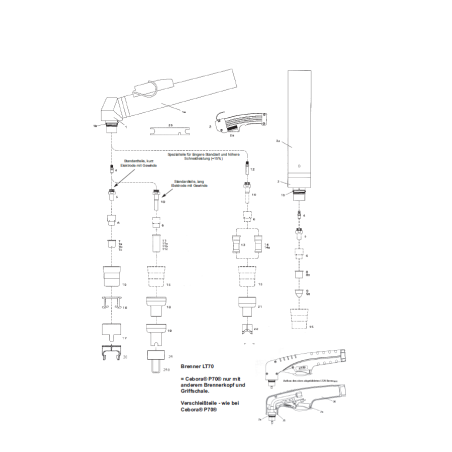 Handbrennerkopf P70. ø 24 und 28 (abnehmbarer Adapter) für Cebora® Prof70 - (1351) Nachbau - 102.1510 - passend für Cebora ® Pro