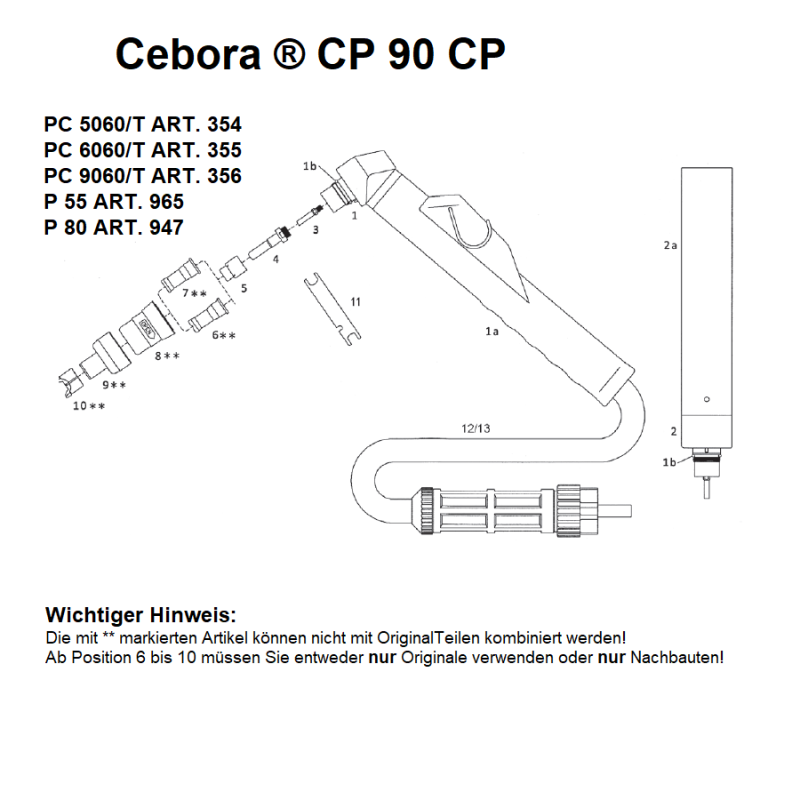 Düse ø 1.3. lang verstärkt 70-90A für Cebora® CB90/91 (1849) - Nachbau