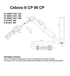 Fahrwagen P70 + CP90 für lange Elektrode + Düse für Cebora® Prof70 - CB 90/91 - Nachbau - 104.9990 -  -  - 56,00 € - 