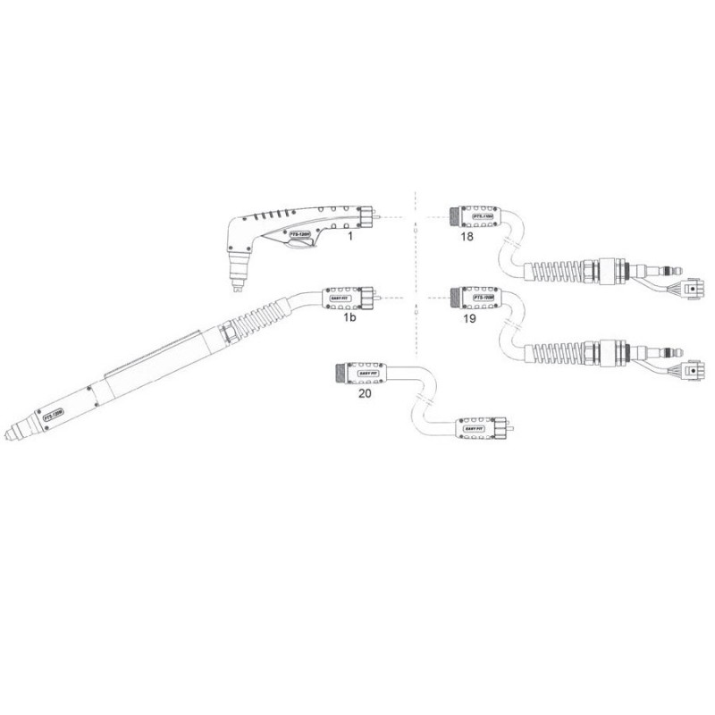 Plasma Handbrenner PTS-120H - 7.5m (25 ft) Anschluß Powermax 1650