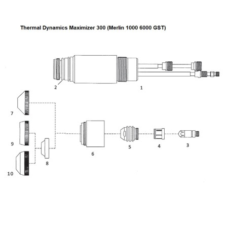 Maschinenbrennerkörper - Thermal Dynamics Maximizer 300 für Merlin 1000 - 6000 GST - (9-6410) - Nachbau - 9-6410A - passend für 