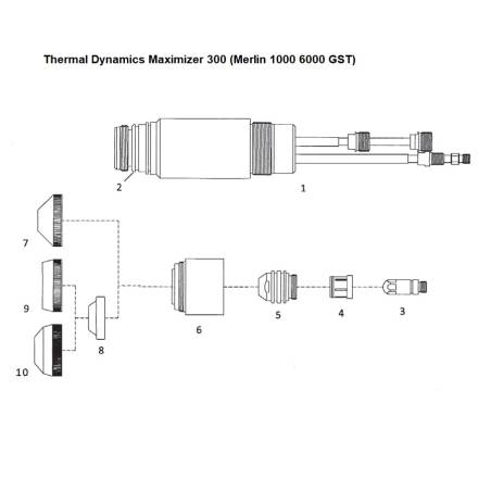 Elektrode Air/O2 300A - Thermal Dynamics Maximizer 300 für Merlin 1000 - 6000 GST - (20-1021) - Nachbau - 20-1021A - passend für