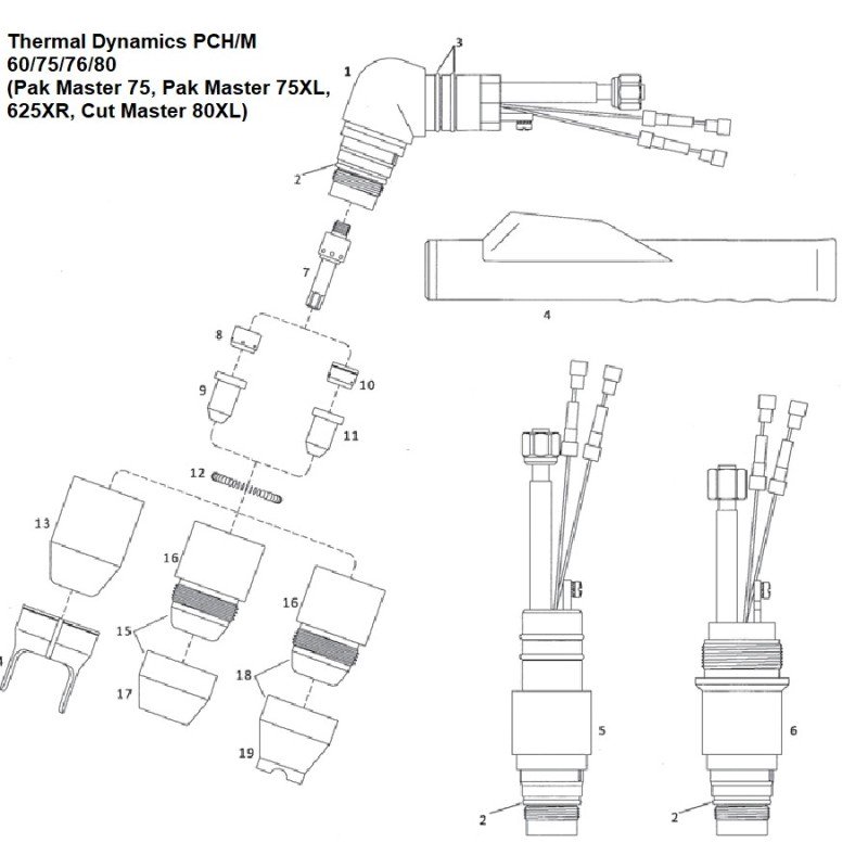 Brennerrohr - Thermal Dynamics - Pak Master Cut Master - PCH 60/75/76/80 - (9-5637E) Nachbau Brennerrohr - Thermal Dynamics - Pak Master Cut Master - PCH 60/75/76/80 - (9-5637E) Nachbau