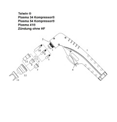 Handbrennerkopf PT20C/ 25/40 - Telwin - Plasma 34 / 41 / 54 - (742474) - Nachbau - 140.152 - passend für Telwin ® Plasma 34 Komp