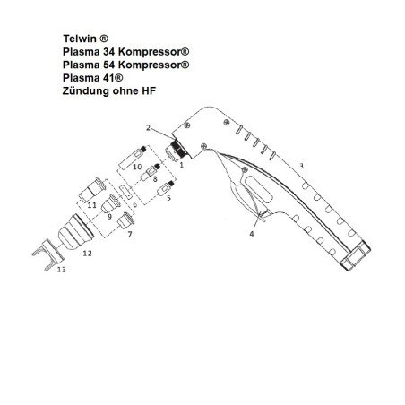 Elektrode Hafnium. kurz 20-30A - Telwin - Plasma 34 / 41 / 54  - (802424) Nachbau - 140.2041 - passend für Telwin ® Plasma 34 Ko