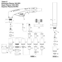 Maschinenbrennerkopf P150 für Telwin Enterprise Plasma 160 HF/Super Plasma 120/3 HF/Superior Plasma 90 HF - (802121) Nachbau - 1