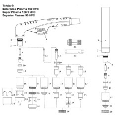 Düse ø 2.4 Fugenhobeln 120A für Telwin Enterprise Plasma 160 HF/Super Plasma 120/3 HF/Superior Plasma 90 HF - Nachbau - 103.5020