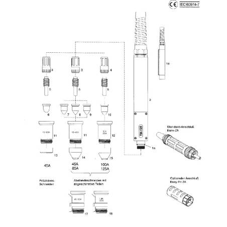 Spritzschutz 45-85A (Hand) für CEA Plasma Shark 105 - Nachbau