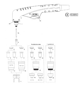 Handbrennerkopf. 70° passend für Oerlikon PT100 (W000278466) - 140.1581 - passend für Oerlikon - für Citocut® 20i C / 40i C / un