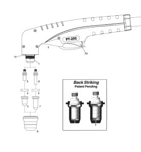 Handbrennerkopf PT20C. 70° - Cea® / Helvi® / Sincosald® / WTL® / Flama® / Cemont® - 140.1520 - passend PT20C für Cea® / Helvi® /