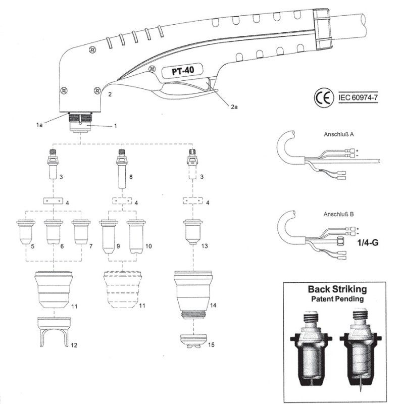 Handbrennerkopf PT40. 70°. Cea®/Helvi®/Sincosald®/WTL®/Flama®/Cemont® - 140.1540 -  -  - 150,72 € - 