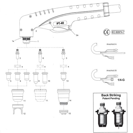 Schneiddüse ø 1.00 mm (40-50A). flach PT40 / PT60 Cea® / Helvi® / Sincosald® / WTL® / Flama® / Cemont® - 140.5049 - passend für 