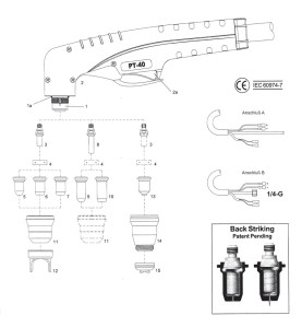 Elektrode Luft. lang. PT20C / PT25C / PT40 / PT60. Cea® / Helvi® / Sincosald® / WTL® / Flama® / Cemont® - 140.2542 - passend für