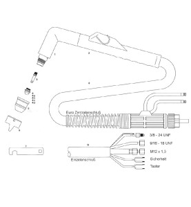 Handbrennerkopf kpl. mit Griffschale und Verschleißteilen - OTC ® D12000 und T120W (Hand) - 253.1575 - passend für OTC ® D12000 