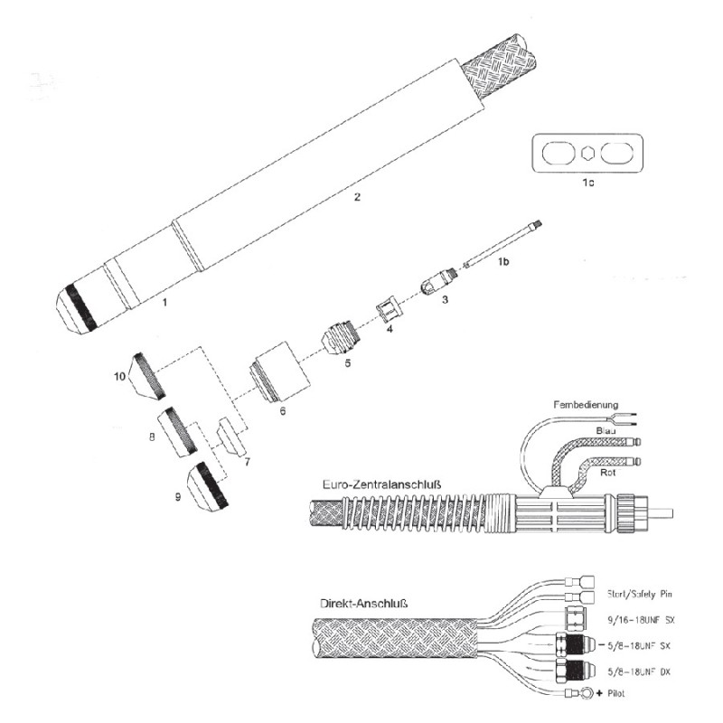 Maschinenbrenner M250W - 7.5 m mit Einzelanschluß - Jäckle JHP 250 - 900.199.008