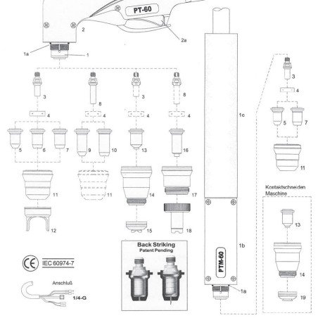 Schutzkappe. Hand. PT40C / PT60. Cea® / Helvi® / Sincosald® / WTL® / Flama® / Cemont®