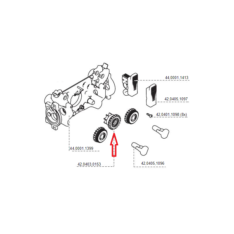 Fronius Antriebszahnrad isoliert für 4-Rollenantrieb (TransSteel 2500, 2700, 3000, 3500, 5000), (TPS 270i, 320i, 400i, 500i)