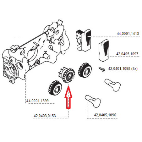 Fronius Antriebszahnrad isoliert für 4-Rollenantrieb (TransSteel 2500, 2700, 3000, 3500, 5000), (TPS 270i, 320i, 400i, 500i) - 4