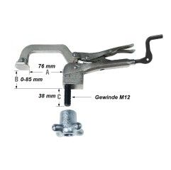 Bohrmaschine Klemme, A: 76mm / B: 0-85mm / C: 38mm / Gewinde M1 - PTD09