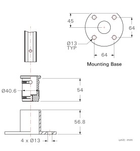 Universal-Tischplattenklemme - Schienengröße "M" - Öffnung 406mm - Ausladung 140mm - UM16NC - UM16NC -  -  - 107,07 € - 