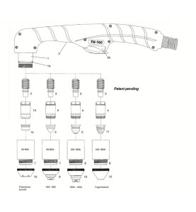 Düse 45A - TH-160 für CEA Plasma Shark 155 - Nachbau - 129.509 - passend für Powermax 125® / H125® / M125® Nachbau - (Abb.3) Pla