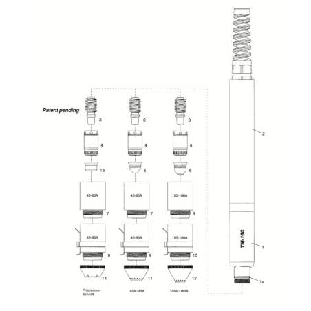 Kontaktdüsenhalter 45A-85A - TH-160 für CEA Plasma Shark 155 - Nachbau