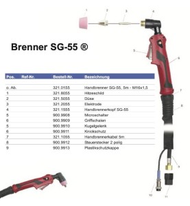 Plasmabrenner SG-55, 5m - M16x1,5 - Platec - 321.0255 -  -  - 176,12 € - 