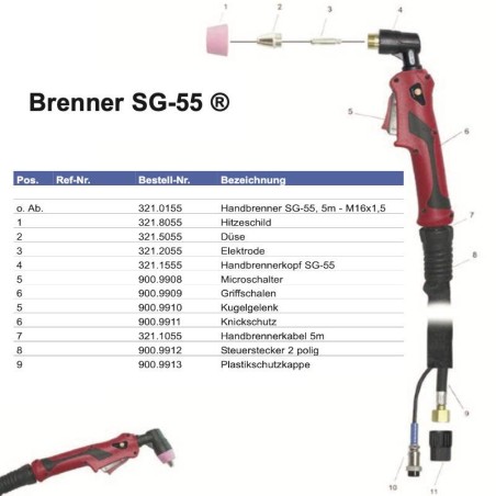 Handbrennerkopf - Plasmabrenner SG-55 - Platec - 321.1555 - passend für Lidl, Stahlwerk, Weldinger etc. Platec 49,53 € -  -  - 5