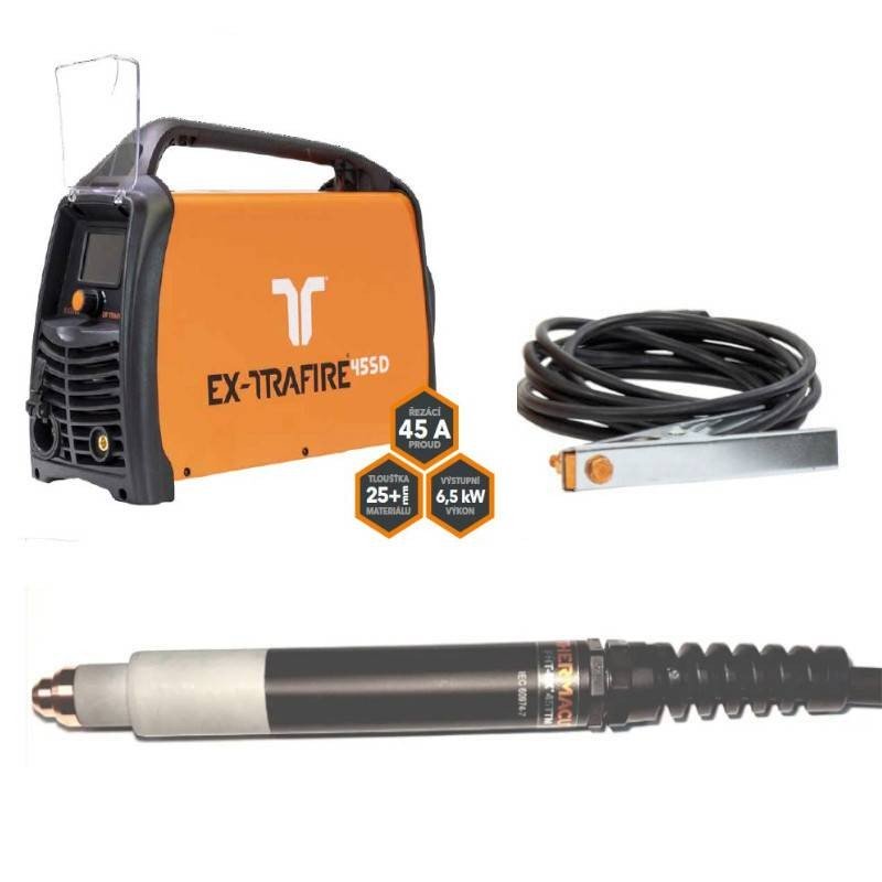 Plasma-Schneidanlage EX-TRAFIRE 45SD inkl. Plasma-MaschinenBrenner FHT-EX45TTH 15m und Starter-Kit, 400V, 3 PH, 50/60 Hz Plasma-Schneidanlage EX-TRAFIRE 45SD inkl. Plasma-MaschinenBrenner FHT-EX45TTH 15m und Starter-Kit, 400V, 3 PH, 50/60 Hz