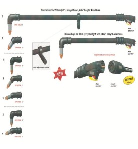 Hypertherm® Handbrennerkopf UPH105L 15° HD mit Handgriff 130cm und EasyFit Anschluss - 129.0096 - passend für Hypertherm® und an