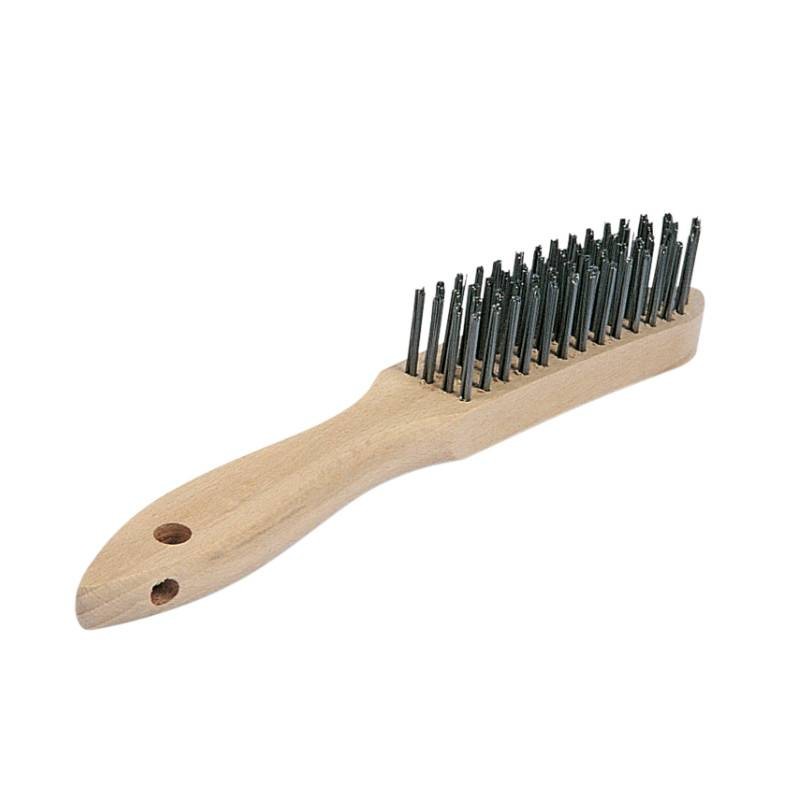 DRAHTBÜRSTE FÜR CrNi MIT 4 REIHEN EDELSTAHLBORSTEN UND HOLZGRIFF DRAHTBÜRSTE FÜR CrNi MIT 4 REIHEN EDELSTAHLBORSTEN UND HOLZGRIFF
